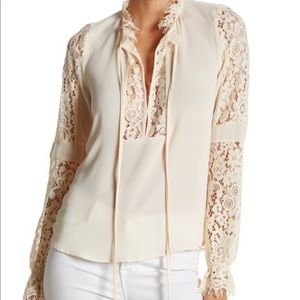 NWT Lucy Paris ivory long sleeve lace blouse